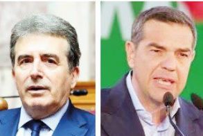 Αλέξης Τσίπρας και υψηλό κλιμάκιο της Ν.Δ. με Χρυσοχοΐδη(;), στην Ημαθία πριν την κάλπη