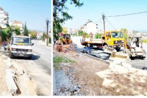 Μόλις ασφαλτοστρώθηκαν, ξαναξηλώθηκαν  τα πεζοδρόμια στη Μπότσαρη