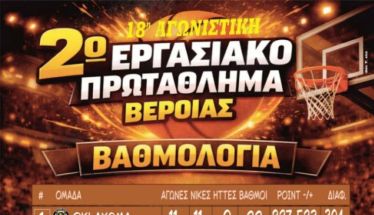 2ο Εργασιακό Τουρνουά Μπάσκετ Βέροιας   18η ΑΓΩΝΙΣΤΙΚΗ