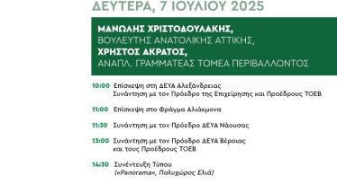 Την Δευτέρα 7 Ιουλίου ΝΕ ΠΑΣΟΚ-ΚΙΝΑΛ: Στην Ημαθία, Μανώλης Χριστοδουλάκης  και Χρήστος Άκρατος, για «το νερό ως πολιτική προτεραιότητα» 