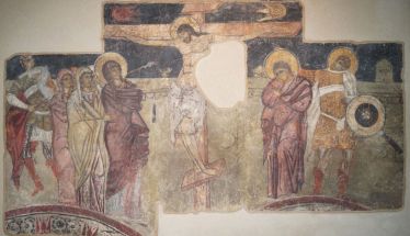  ΕΦΟΡΕΙΑ ΑΡΧΑΙΟΤΗΤΩΝ ΗΜΑΘΙΑΣ  «Ένα έκθεμα - Μια ιστορία» από το Βυζαντινό Μουσείο Βέροιας  -Αποτοιχισμένη τοιχογραφία με παράσταση Σταύρωσης