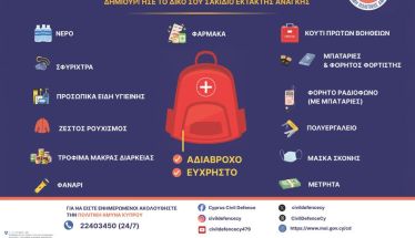 H Κύπρος καλεί τους πολίτες της να δημιουργήσουν σακίδιο έκτακτης ανάγκης