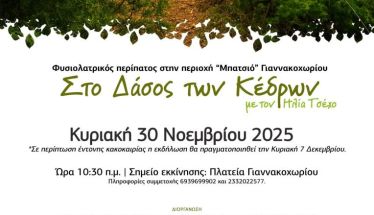 Εύξεινος Λέσχη Ποντίων Νάουσας: Θεματική περιπατητική διαδρομή στο Δάσος των Κέδρων