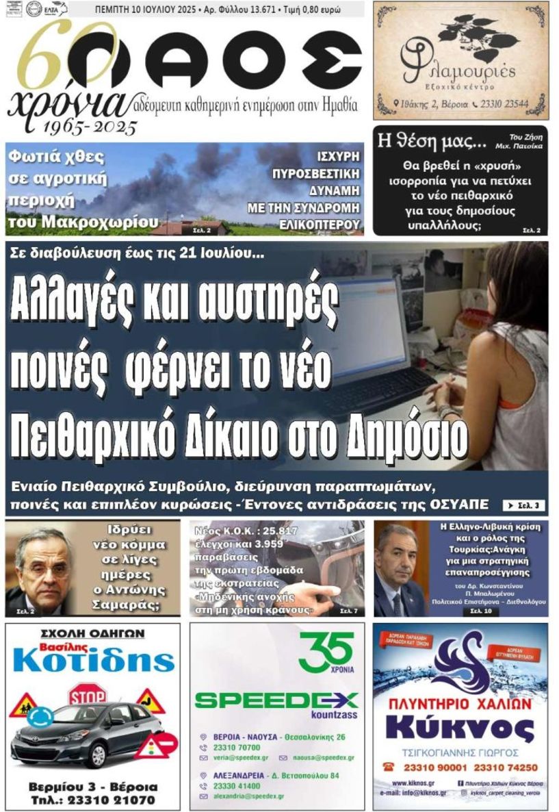 Πρωτοσέλιδο 10/7/2025