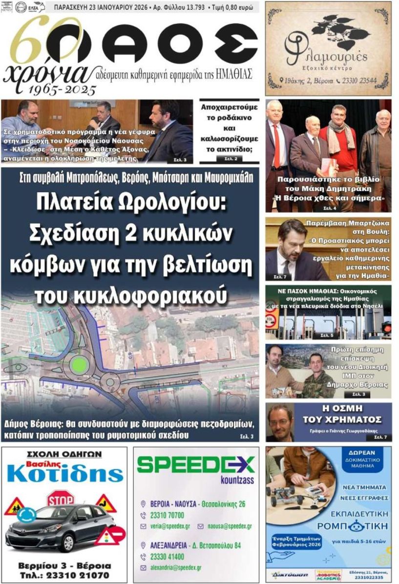 Πρωτοσέλιδο 23/1/2026