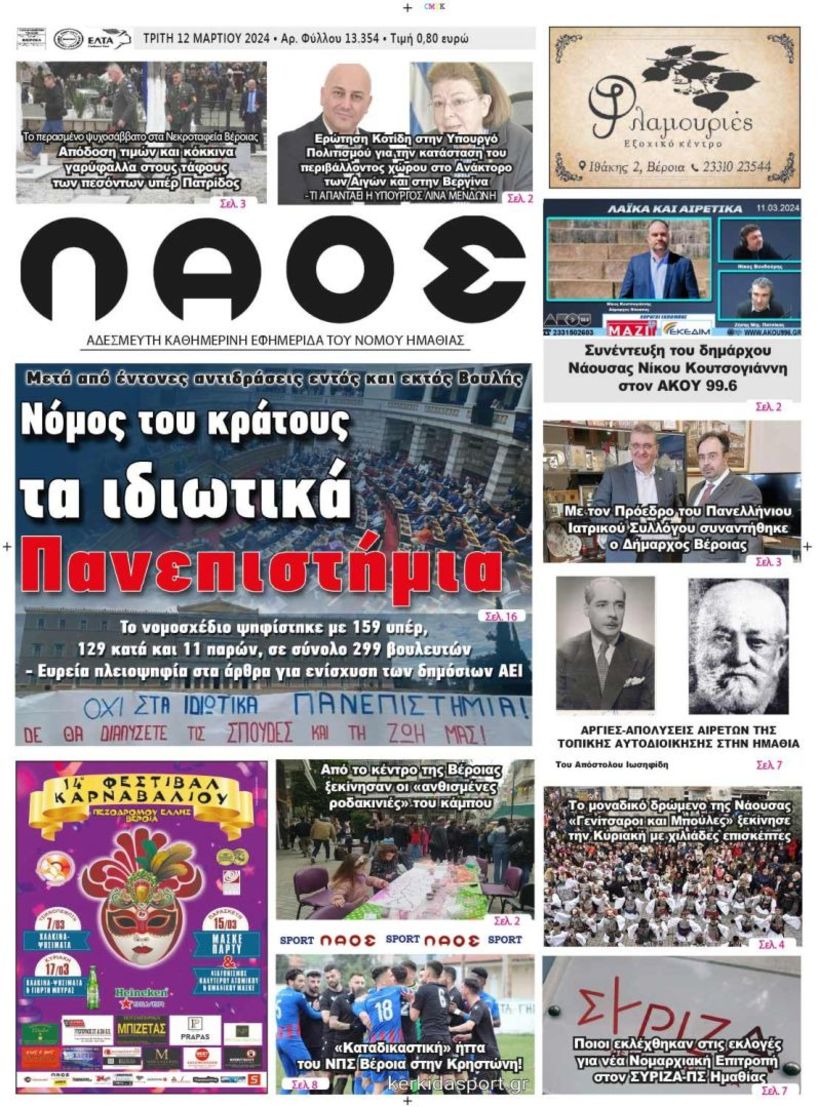 Πρωτοσέλιδο 12/3/2024