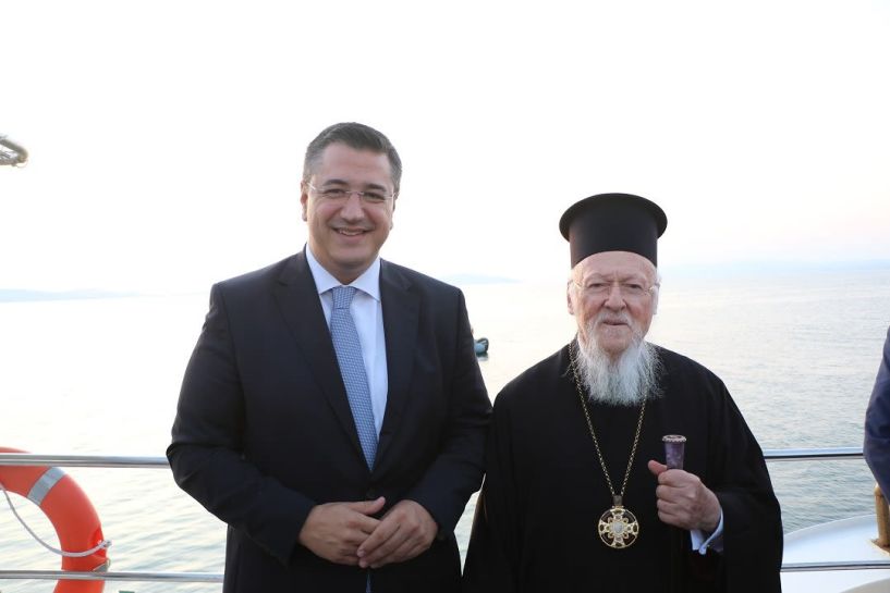 Ο Απόστολος Τζιτζικώστας και ο Οικουμενικός Πατριάρχης Βαρθολομαίος στην Ιερά Μονή Ξενοφώντος Αγίου Όρους