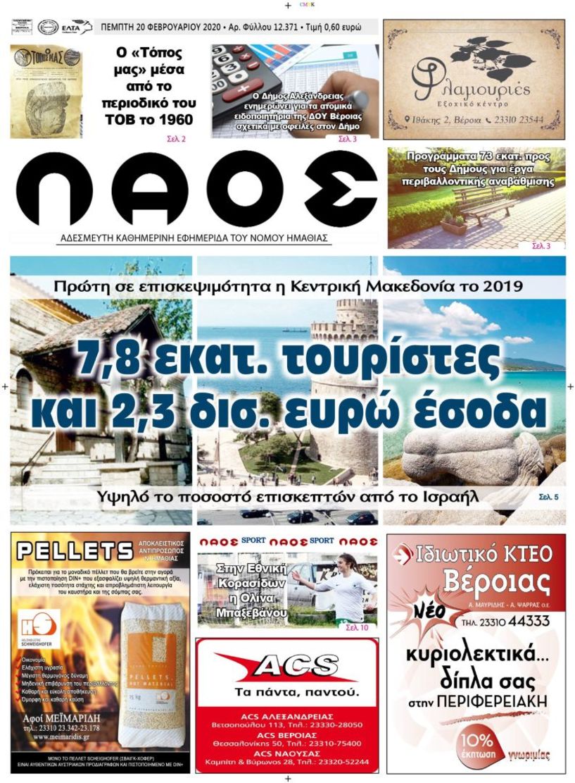 Πρωτοσέλιδο 20 ΦΕΒ. 2020