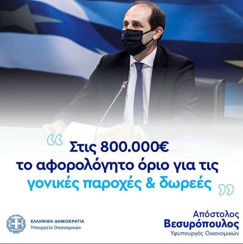 Απ. Βεσυρόπουλος: «Οι μειώσεις φόρων συνεχίζονται και θα συνεχίσουν να αποτελούν την πρώτη μας επιλογή»