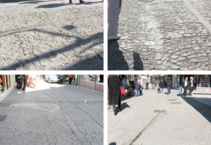 Σαν βομβαρδισμένος ο πεζόδρομος της Τσαλδάρη