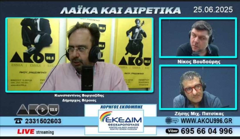 Κώστας Βοργιαζίδης στον ΑΚΟΥ 99.6: «Κάτω από την Εληά το νέο υπόγειο πάρκινγκ της δωρεάς Καλλιγά»