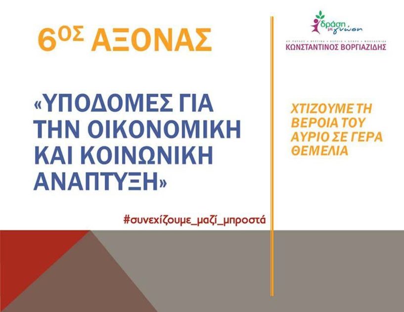 Κωνσταντίνος Βοργιαζίδης «Άξονας 6ος : Υποδομές για την οικονομική και κοινωνική ανάπτυξη»