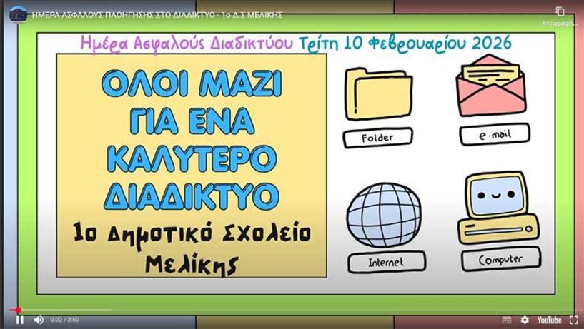 1ο Δημοτικό Σχολείο Μελίκης: Δράσεις για την Ημέρα Ασφαλούς Πλοήγησης στο Διαδίκτυο 