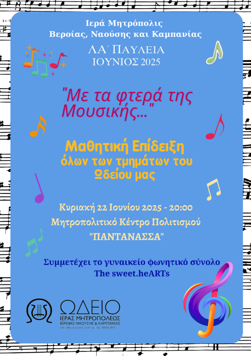 Μαθητική Επίδειξη όλων των τμημάτων από το Ωδείο της Ιεράς Μητροπόλεως