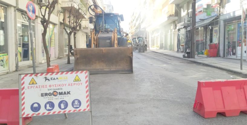 Συνεχίζονται οι εργασίες εκσκαφής φυσικού αερίου στις οδούς 16ης Οκτωβρίου και Θεσσαλονίκης