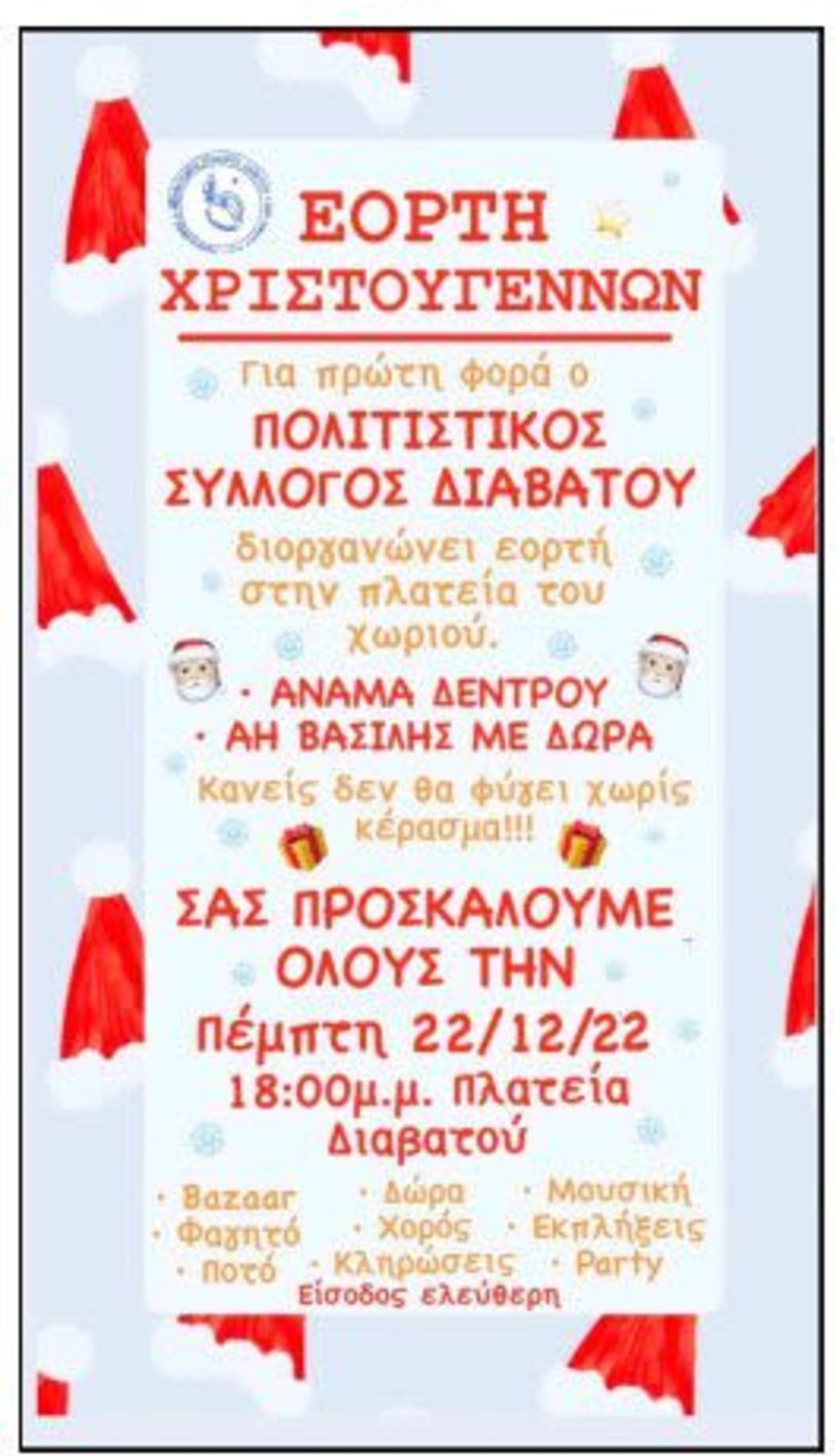 Φωταγώγηση χριστουγεννιάτικου δέντρου στον Διαβατό
