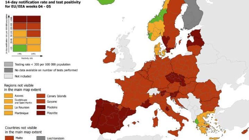 ΕCDC: Σε καλύτερη θέση η Ελλάδα σε σχέση με άλλες χώρες - Στο «κόκκινο» η Αττική