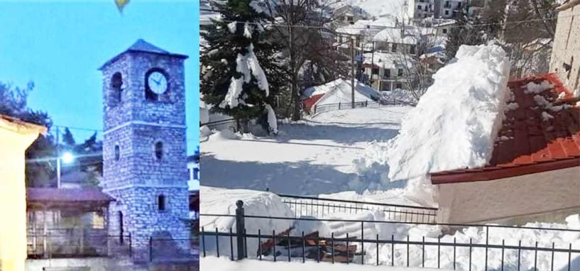 Κατέρρευσε το κιόσκι στην Παναγία του Σελίου από το βάρος του χιονιού!!!