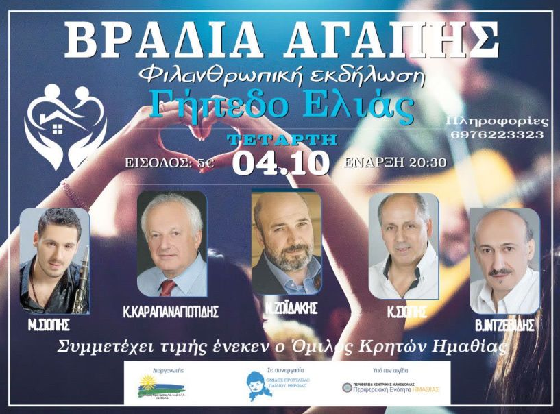 Την Τετάρτη 4 Οκτωβρίου - Φιλανθρωπική συναυλία της ΑΝ.ΗΜΑ. Α.Ε. στο Μπάσκετ της Εληάς