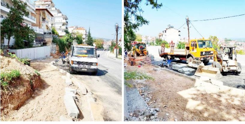 Μόλις ασφαλτοστρώθηκαν, ξαναξηλώθηκαν  τα πεζοδρόμια στη Μπότσαρη