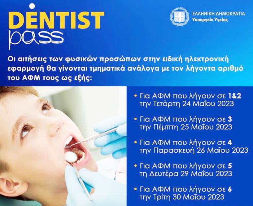 Άνοιξαν οι αιτήσεις του Dentist Pass για παιδιά