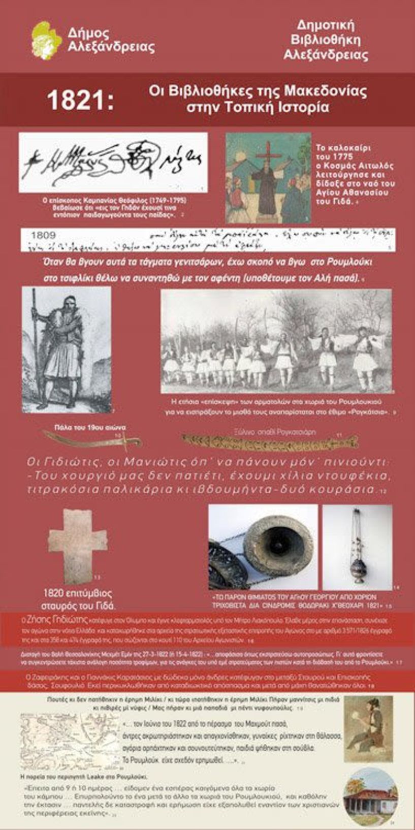 1821-2021: “Οι Βιβλιοθήκες της Μακεδονίας στην τοπική Ιστορία” - Έκθεση με τη συμμετοχή της Δημοτικής Βιβλιοθήκης Αλεξάνδρειας