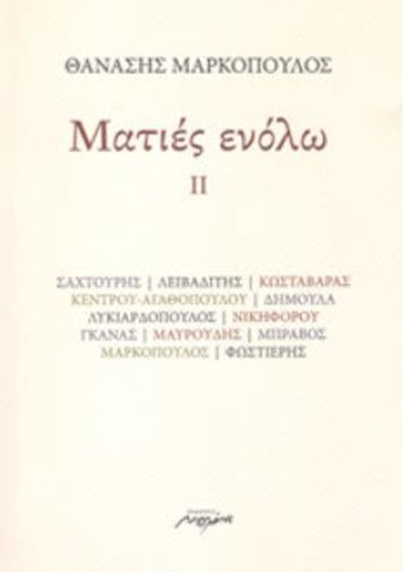 Παρουσιάζονται τα δοκίμια του Θανάση Μαρκόπουλου «Ματιές ενόλω ΙΙ»  