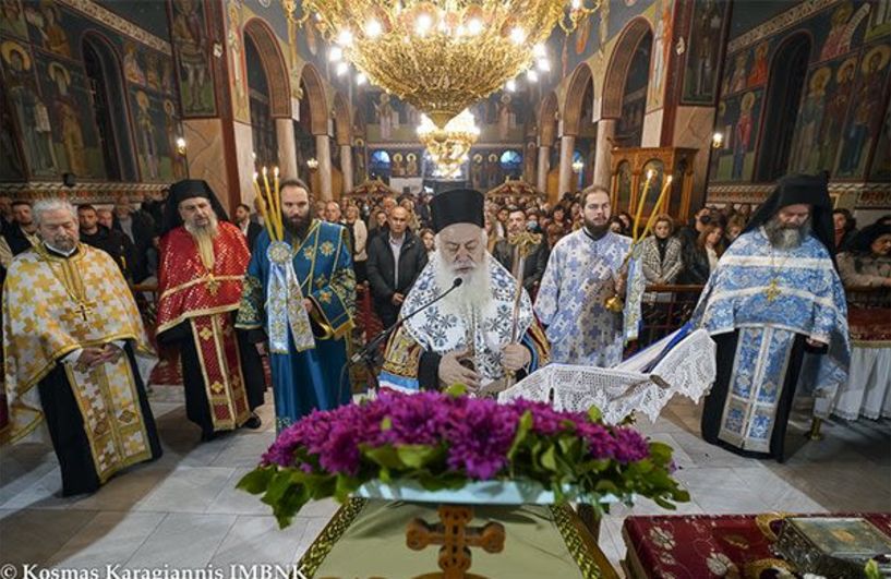 Υποδοχή Ιερών Λειψάνων Αγίων Ραφαήλ, Νικολάου και Ειρήνης και Α´ Στάση των Χαιρετισμών της Υπεραγίας Θεοτόκου στο Πλατύ Ημαθίας